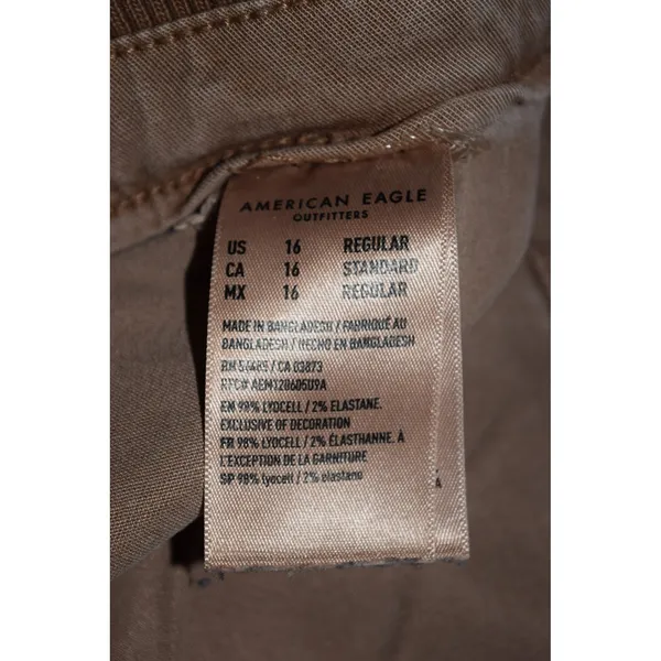 American Eagle Cargo Pants Women 16 Regular Tan Stretch Wide Leg Utility Retro - Image 6