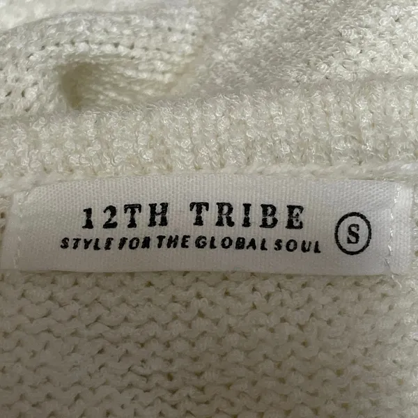 12th Tribe Women's Cream Sleeveless Knit Twisted Knot Slit Cutouts Maxi Dress S - Image 4