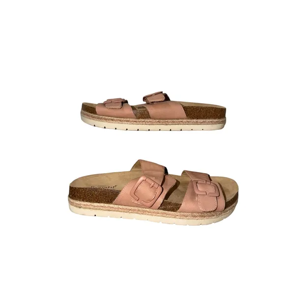 Bjorndal Kai Sandals Womens 9 Pink Double Buckle Cork‎ Footbed Slide Espadrille - Image 4