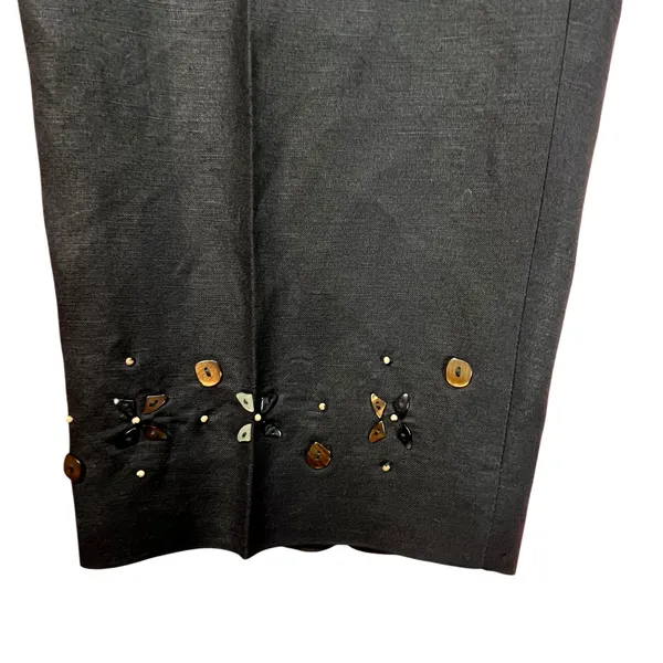 Yves‎ Cossette DEPECHE Mode Vintage Womens Black Linen Rayon Blend Pants 14 - Image 4