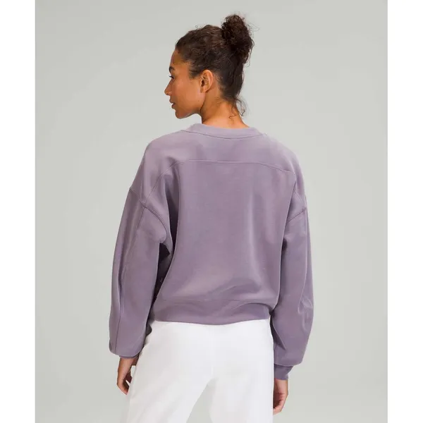 LULULEMON Softstreme Perfectly Oversized‎ Crop Sweatshirt Sz ~2 Purple Lavender - Image 2
