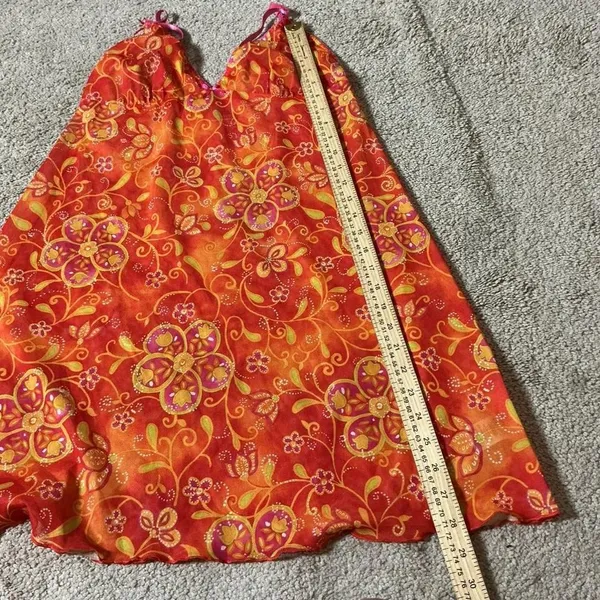 Nick & Sarah Intimates Orange Pink Floral Babydoll Mesh Chemise Nightgown Size M - Image 4