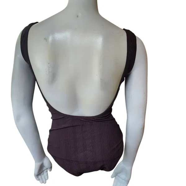 Catalina Brown Ribbed One-Piece Swimsuit (M) - Image 4