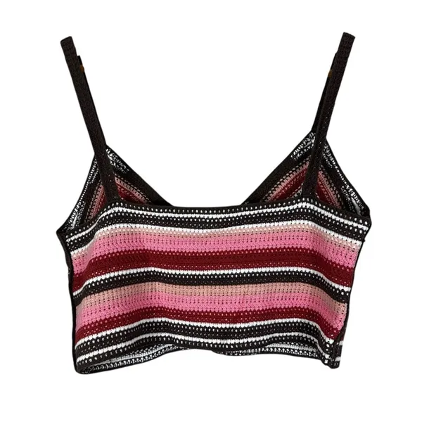 Unbranded Crochet Striped Cami Crop Top Multi-Color Boho Festival Size S - Image 4