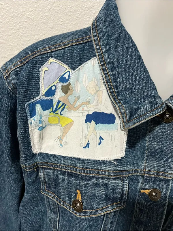 Jane Elissa Artistic Creations Vintage Denim Jacket Size Large - Image 3