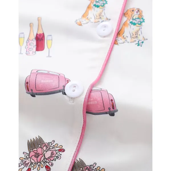 Women's 2-Piece Wedding Print Sleepwear Set Short Sleeve Shorts Extra Large - Image 4