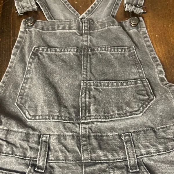 Free The People Ziggy Shortall XS‎ Black Wash Denim Overalls Distressed Grunge - Image 3