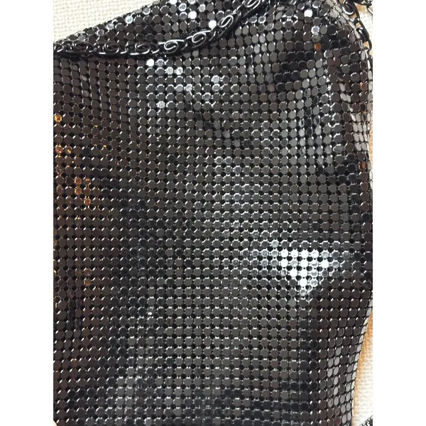 Lulu Townsend Metal Mesh Crossbody Bag Small Black Evening Clutch‎ Glam - Image 6