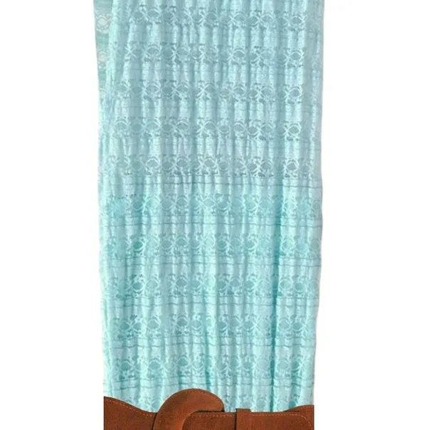 Lace Maxi Skirt With Floral Detailings & Brown & Cream Suede Knit Belt - Image 2