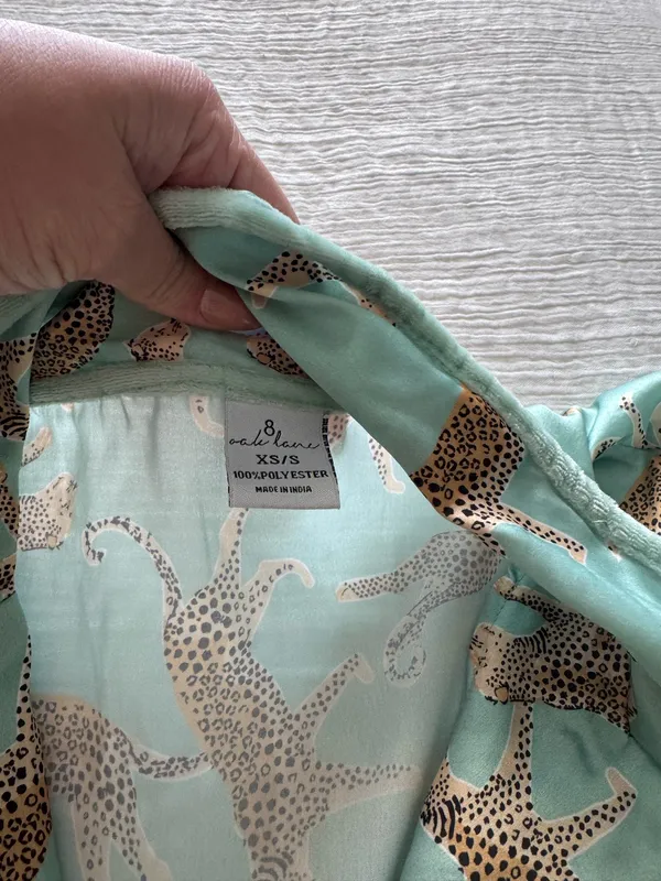 Teal and Cheetah Pajamas Set Green Size XS - Image 3