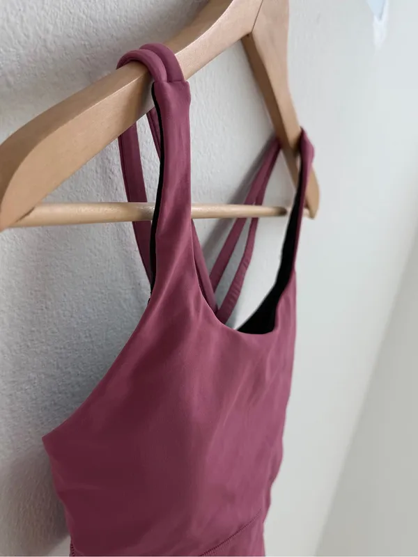 Lululemon Energy Bra Longline Pink Mauve Size 6 Strappy Crossback Sports Bra - Image 4