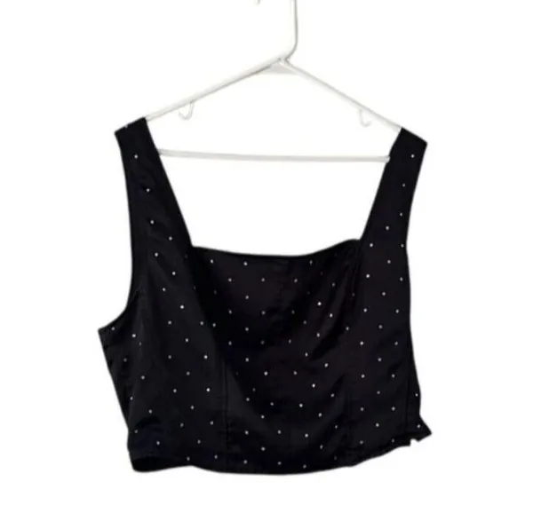 Intempo Embellished Corset Tank Top Sz L Smocked Back Peasant Cropped Going Out - Image 2