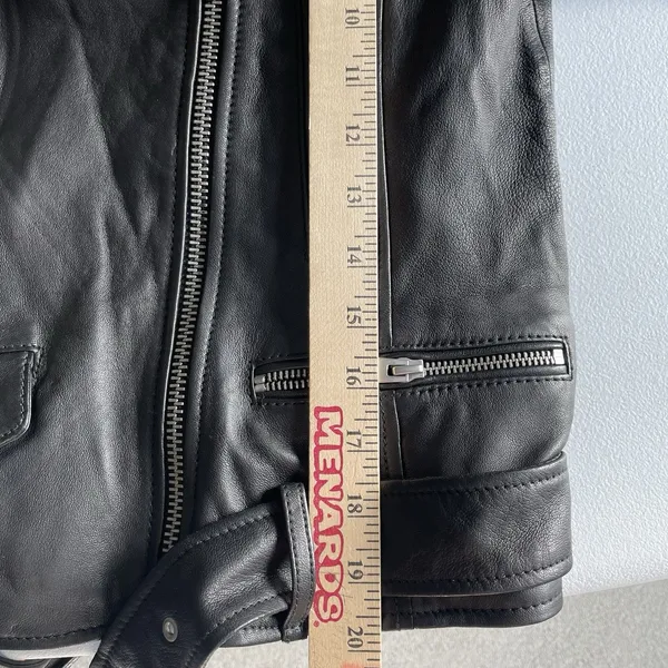 Gianni Bini 100% Leather Motorcycle Jacket Coat Zip Up Black Women's Size Medium - Image 10