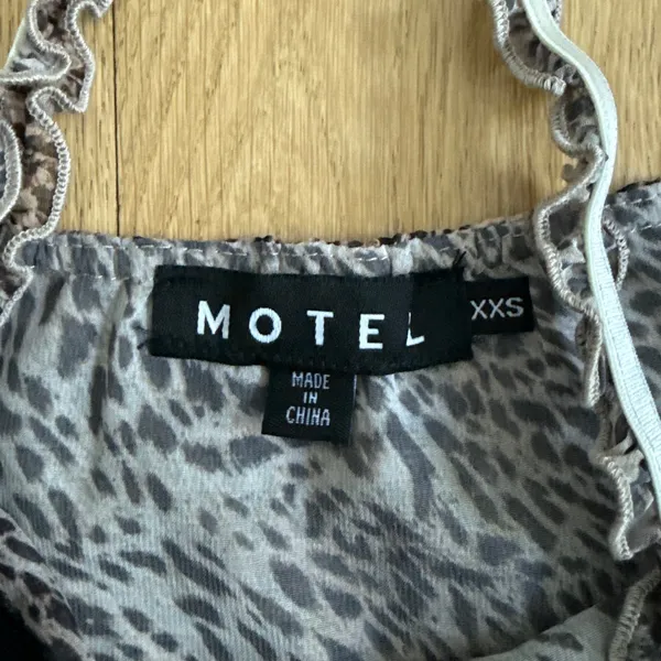 Motel Cami Top Frill Leopard Print Melinda Size XXS Brown Black - Image 2