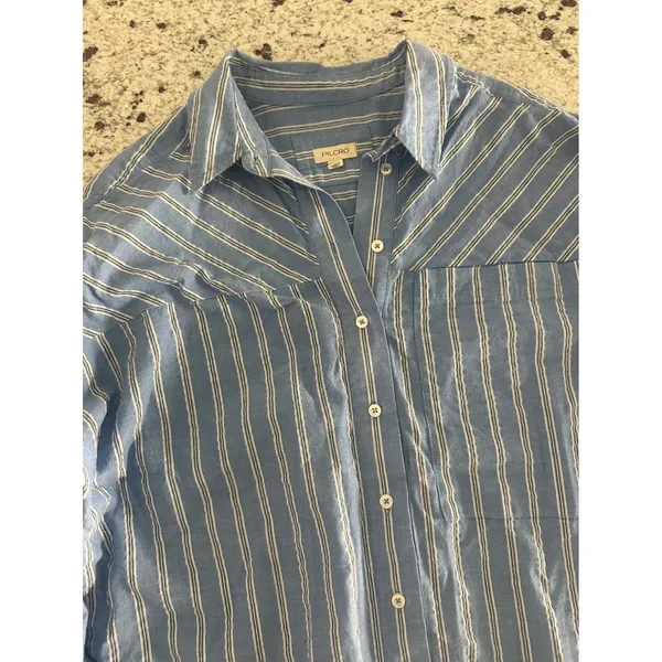 Pilcro Anthropologie Oversized Striped Button Down Shirt Small S - Image 3