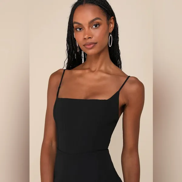 NWT LuLus Simply Remarkable Black Sleeveless Bustier Mermaid Maxi Dress Size M - Image 4