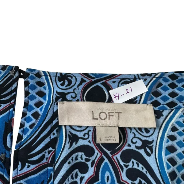 Loft Blue Long Sleeve Blouse Women's Size Large | 74-21 - Image 3