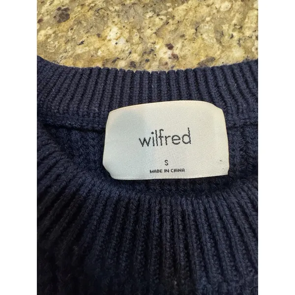 Aritzia Wilfred Maria Merino Wool Sweater Navy White Stripe Size Small - Image 5