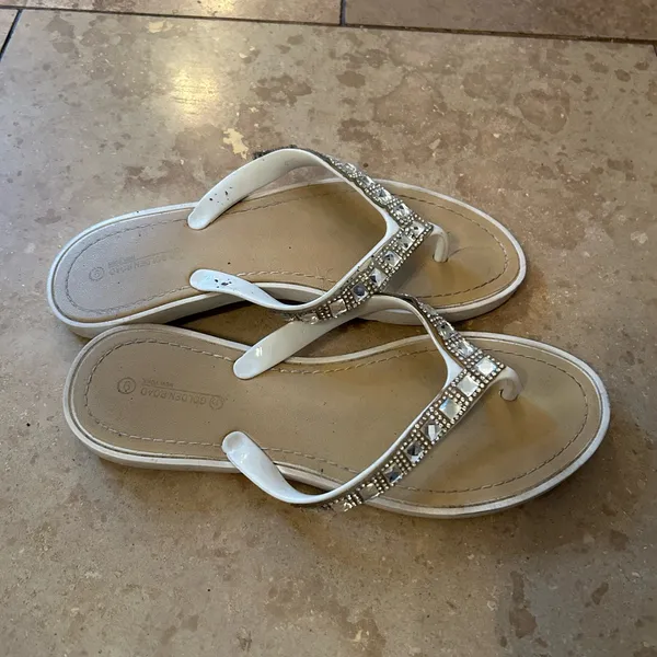Elegant Tan Embellished Sandals - Image 2