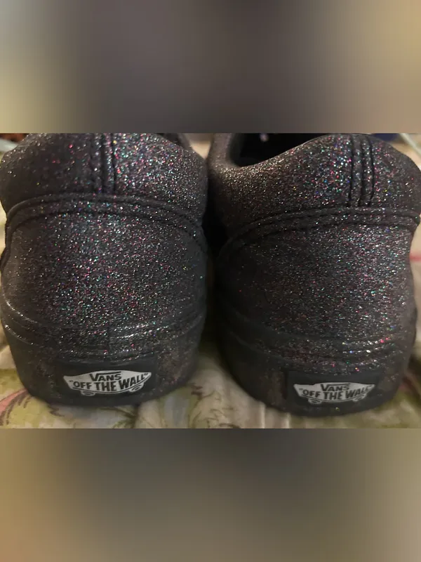 Vans Old Skool Black Rainbow Glitter Sneakers Like New Women 9 - Image 3
