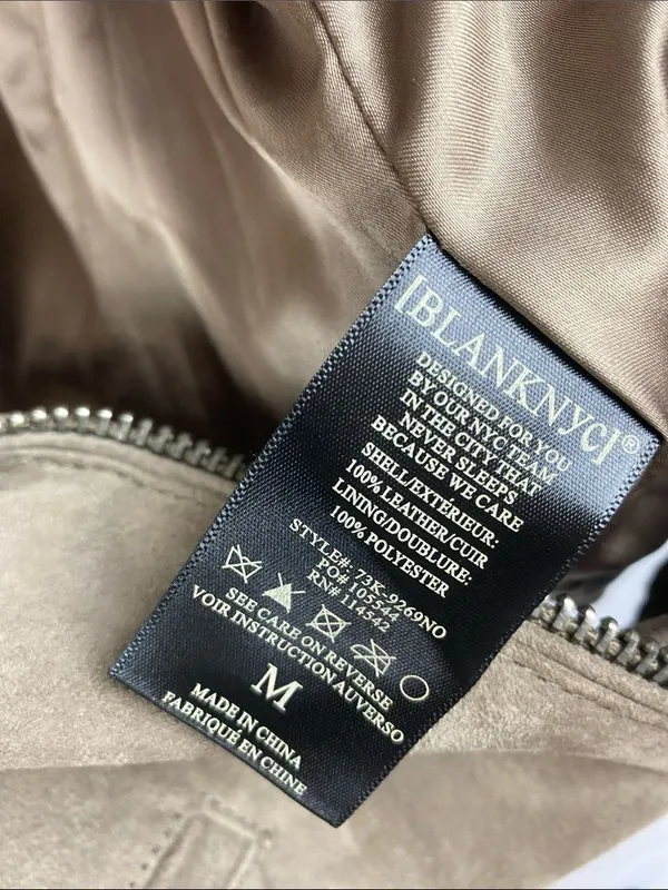 Blank NYC Tan Suede Leather Long Sleeve Cropped Moto Jacket M - Image 5