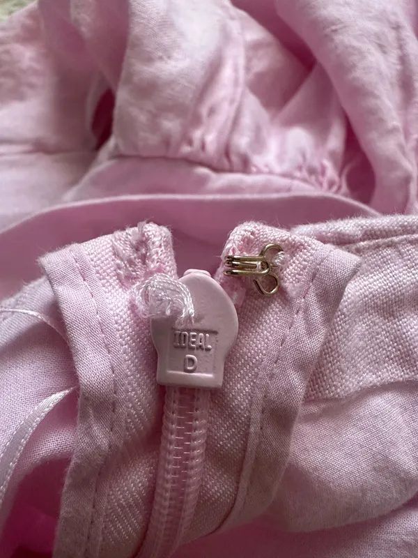 Abercrombie & Fitch Dress 100% Linen Drop Waist Mini Built In Shorts Pink Sz L - Image 12