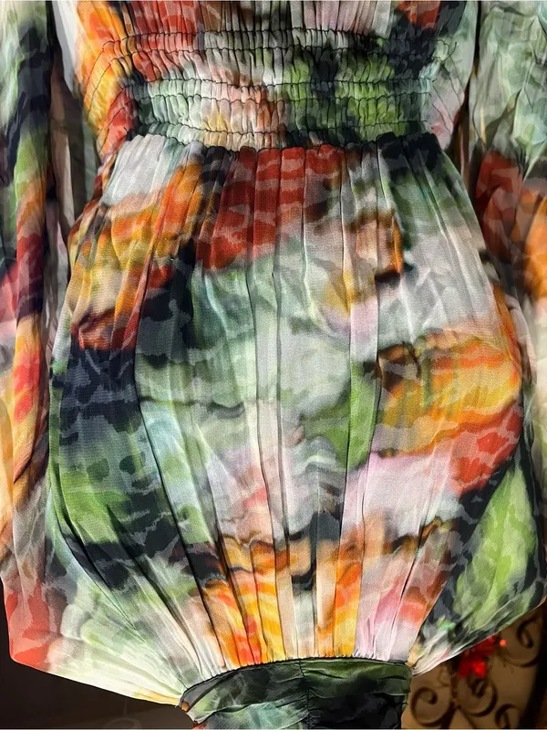 Anthropologie Boho Floral Abstract Print Tiered Maxi Dress size S - Image 8