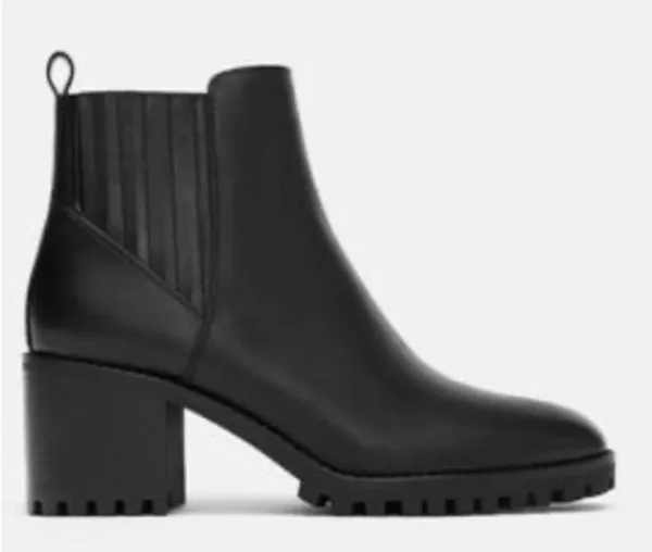 Zara Leather Black Lug Sole Heeled Chelsea Ankle Boots 8 - Image 12