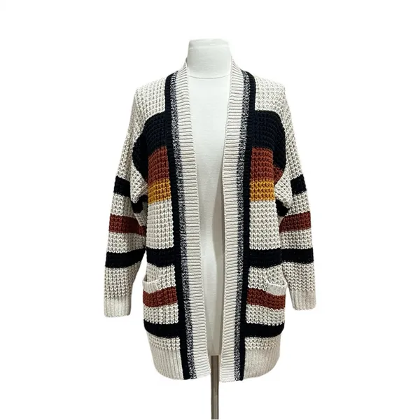 Express Multicolor Striped Open Front Oversized Cardigan Size XS - Image 2