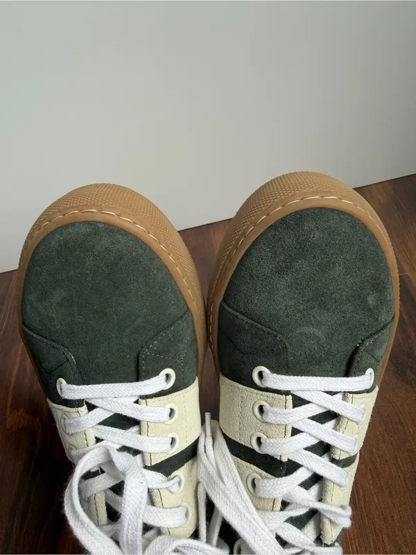 James Perse Suede Gumshoe Striped Sneaker Hunter Green - Image 8
