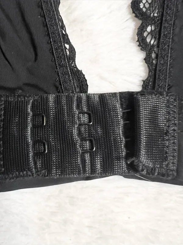 Xhilaration Black Deep Plunge Wire Free Lace Bralette Size Large - Image 11