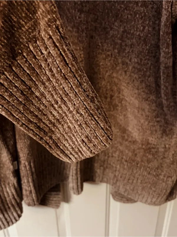 Orvis Brown Chenille Open-Front Shawl Cardigan - Image 10