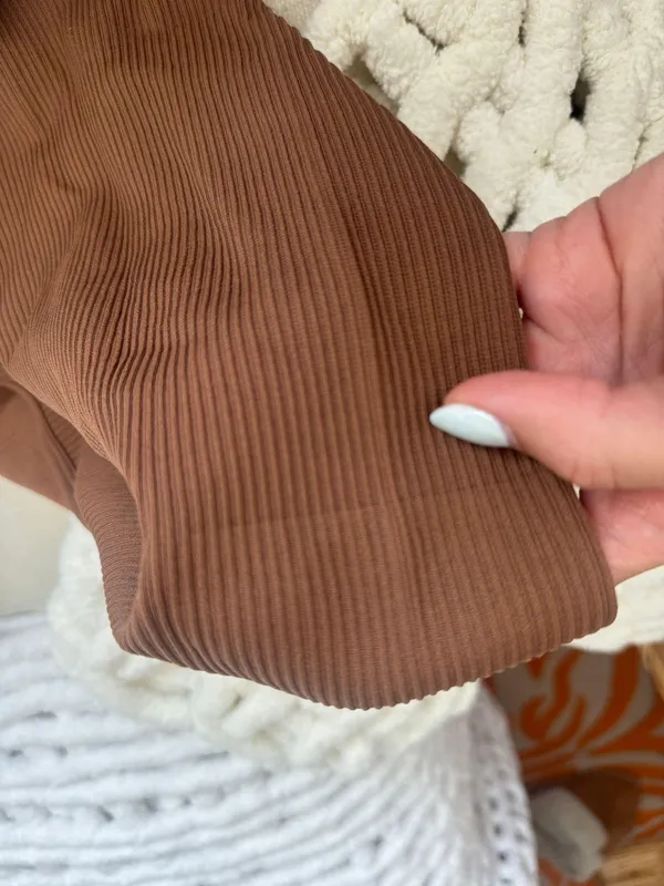 OQQ Brown Ribbed Bodysuit - Image 2