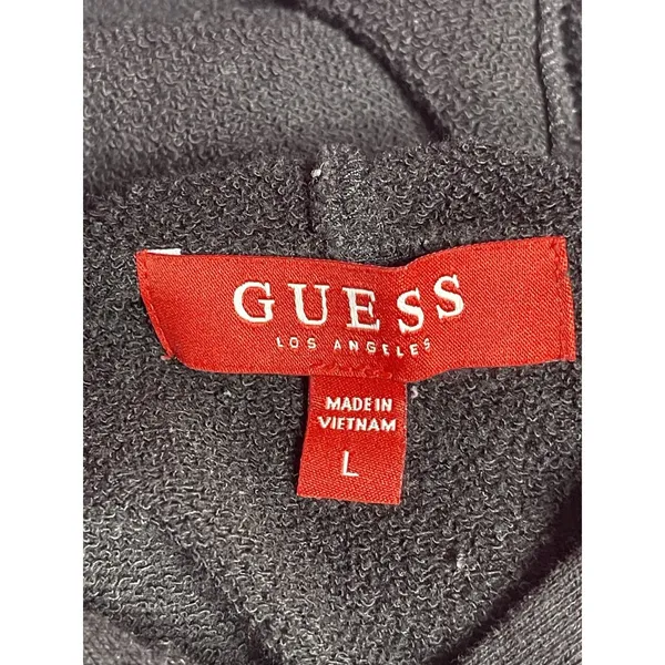 GUESS Los Angeles Triangle Cut Hoodie Sweatshirt Black Size L Y2K‎ I0191 - Image 2