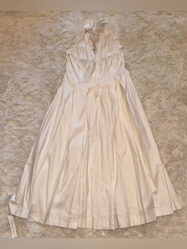 NEW Reformation White Halter Beaux Midi cotton Dress sz 8 - Image 8