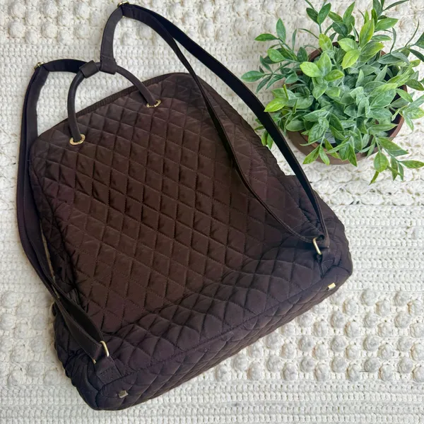VERA BRADLEY Woman's Quilted Large Backpack Carryall Chocolate Brown - Image 16