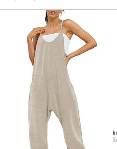 Grey Loose Fit Overalls Gray Size L - Image 3