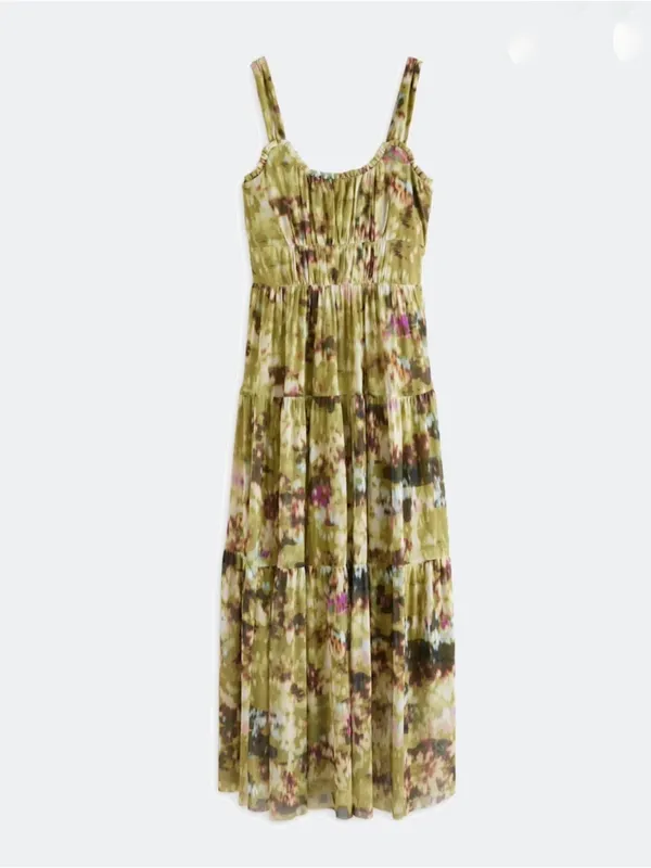 Stitch Fix nine britton Aubriella Olive Floral Tiered maxi size Medium - Image 3