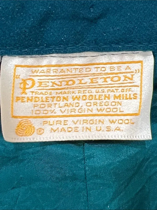 Pendleton Vintage 70s Teal Virgin Wool Lined Pants Size 12 - Image 8