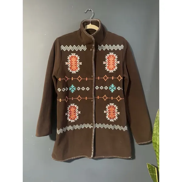 Outback TradingCompany SantaFe FleeceJacket Geometric Aztec‎ Print Zip Size MD - Image 7