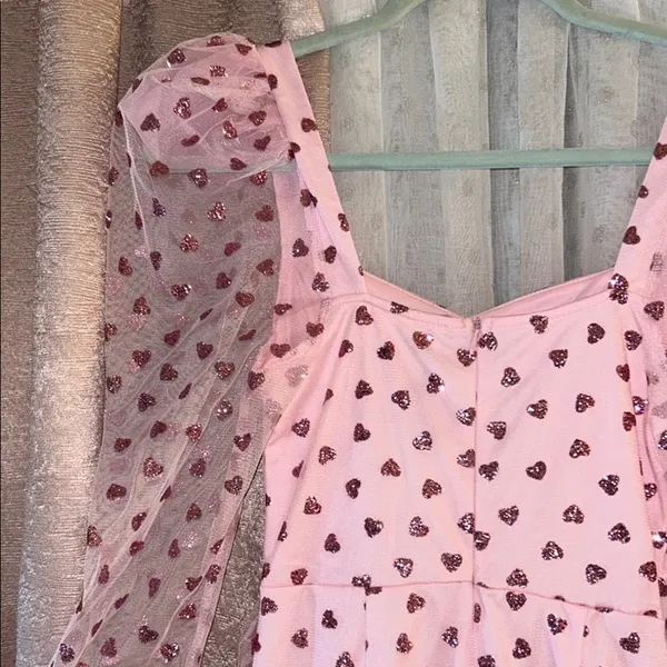 NWT Luxe Wave Size S Pink Heart Patterned Dress - Image 10