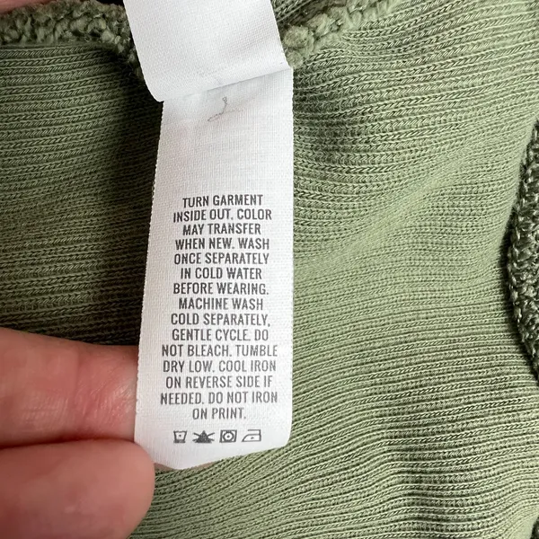 Aerie Hoodie Sweatshirt Womens Large Green Ribbed Cropped Corded 100% Cotton L‎ - Image 11