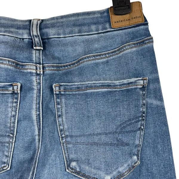 American Eagle SZ 4 Curvy Hi-Rise Jeggings Jeans Stretch Zip-Fly Pockets Whisker - Image 7