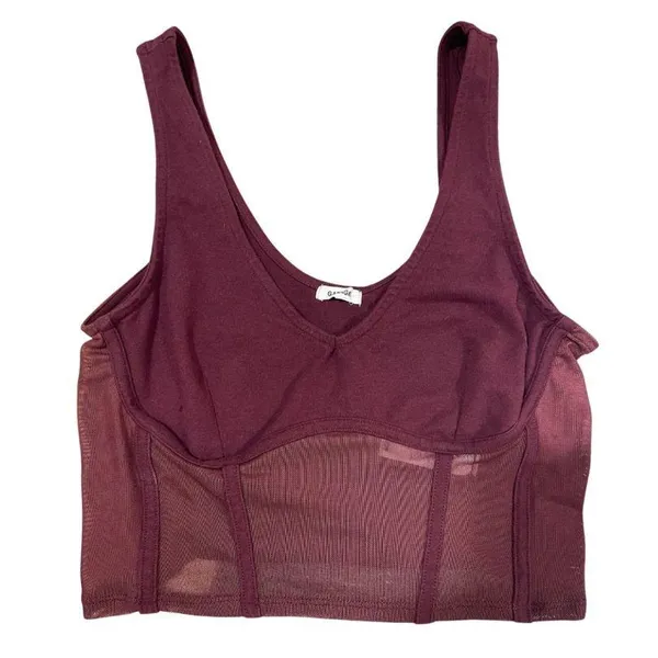 Garage Corset Mesh Cami Top Size M Burgundy - Image 2