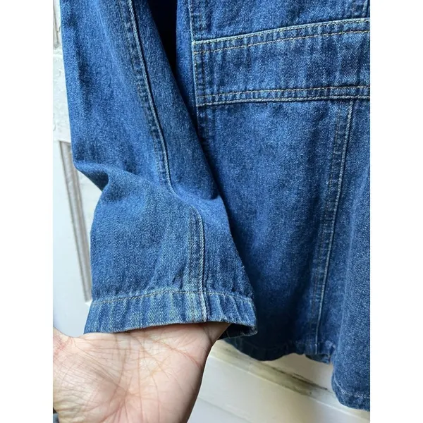 Cherokee womens denim cotton long sleeve trench car coat Size Medium with flaws - Image 14