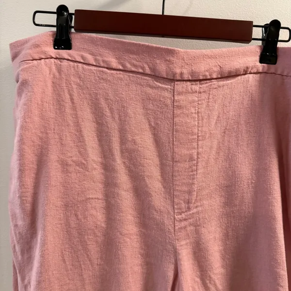 Banana Republic Women’s Pink Wide Leg Cropped Linen Blend Pants Size L - Image 3