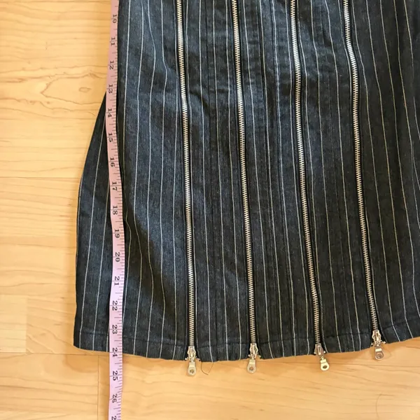 WITH‎ JEAN Mirabel Pinstripe Dress Black Mini Zipper Size Small - Image 6