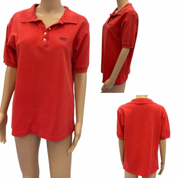 Guess George Marciano Womens Red Polo Shirt Lace Collar Cotton Medium - Image 4