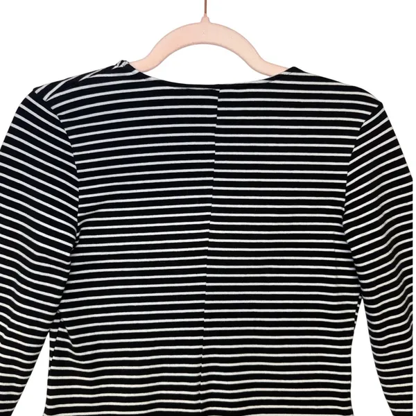 Express Womens Black White Striped V-Neck Long Sleeve Bodycon Midi Dress Medium‎ - Image 10