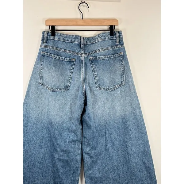 ZARA Women Jeans Blue Denim Cropped High Rise Baggy Wide Leg Medium Wash Size 6 - Image 8
